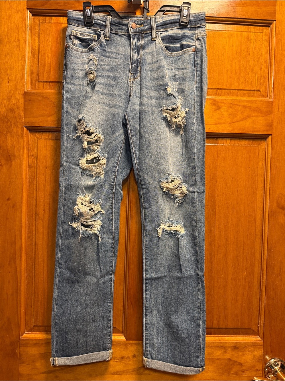 Judy Blue Light Blue Distressed Boyfriend Jeans